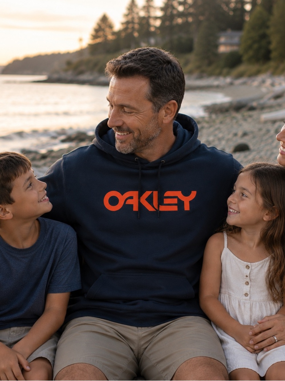 🌸 Oakley Navy Hoodie with Orange Logo